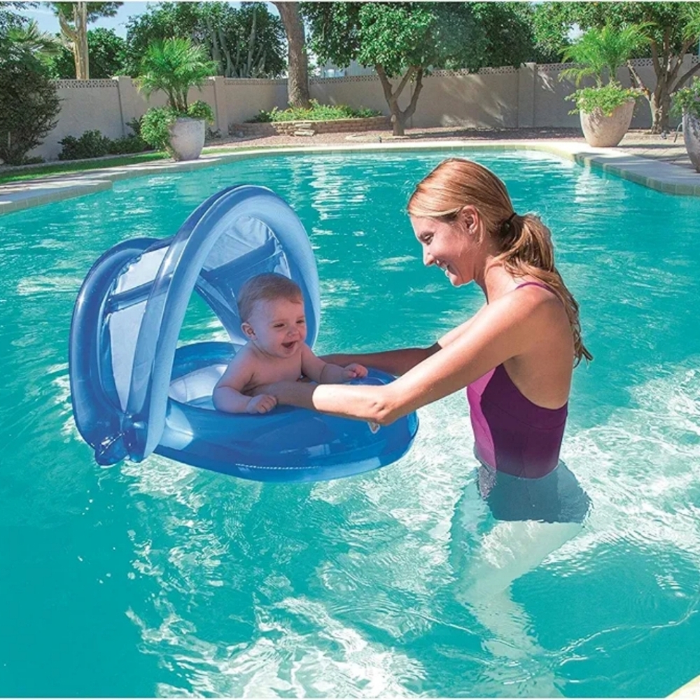 *5/$20* NEW Bestway H2OGO Inflatable Baby Care Seat Detchable Sunshade Blue